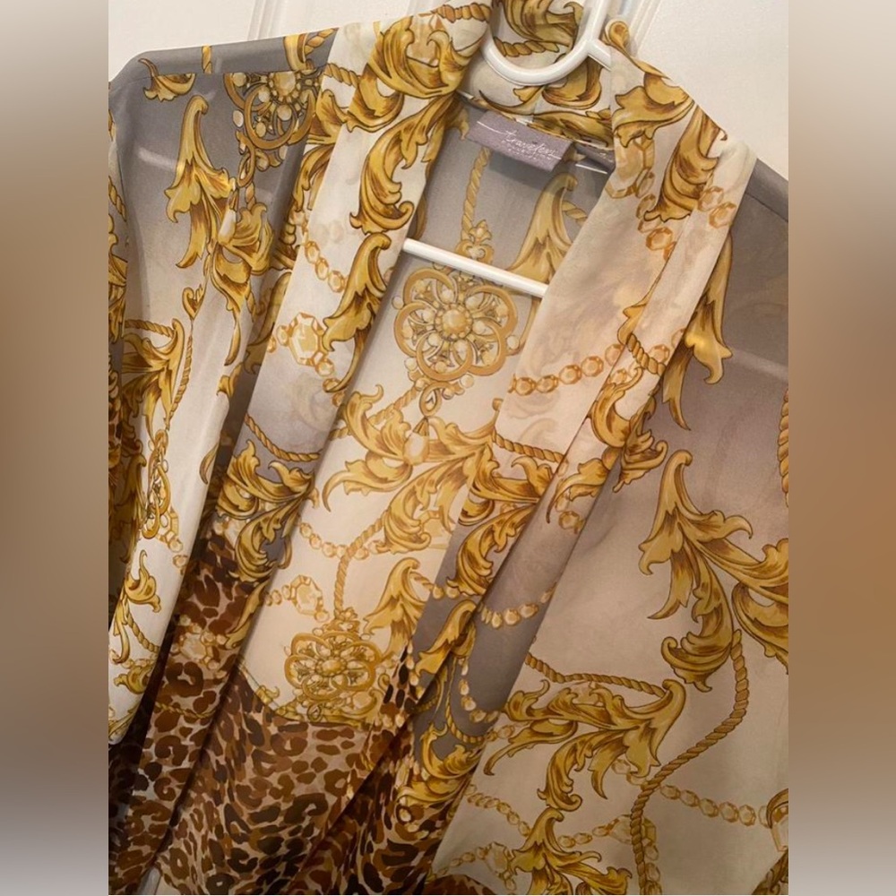Chico’s Mixed Animal Print Sheer Cardigan - Picture 3 of 4